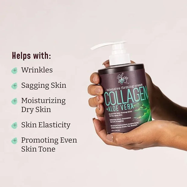 BLOOM IT'S A GREAT SKIN DAY! Collagen Cream + Aloe Vera Moisturizer Body Lotion & Face Cream | Dry Skin Rescue | Skin Tigh...