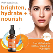 3 in 1 Super-Charged Anti-Aging Face Mist w/Retinol, Vitamin C + Collagen | Hydrates, Refreshes & Brightens for a More Glo...