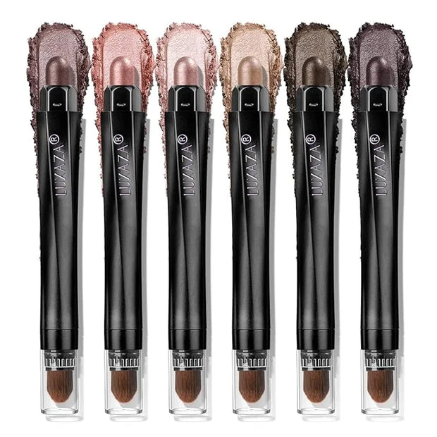 Neutral Eyeshadow Stick Makeup Set, Metallic Shimmer Matte Cream Eye Shadow Eyeliner Brightener Pencil Crayon - Classic 6P...