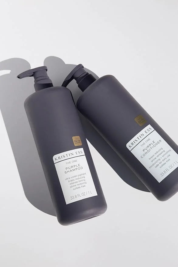 Kristin Ess Hair The One Purple Conditioner - Toning for Blonde Hair, Neutralizes Brass + Yellow Tones, Moisturizing Condi...