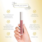 Cosmetics, Lustre Lip Gloss, Moisturizing, Long Lasting with Squalane & Vitamin E, 100% Gluten, Paraben & Phthalate-Free, ...