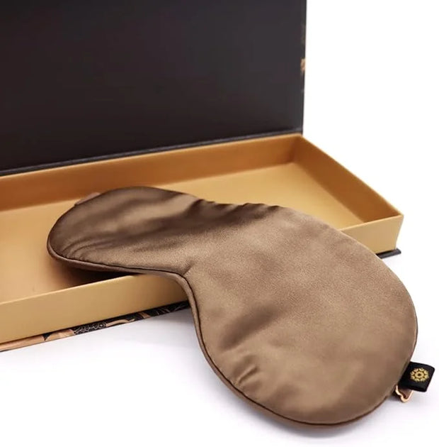 Premium Handcrafted 25 Momme Mulberry Silk Eye Mask for Sleeping (Chocolate) - Product Image