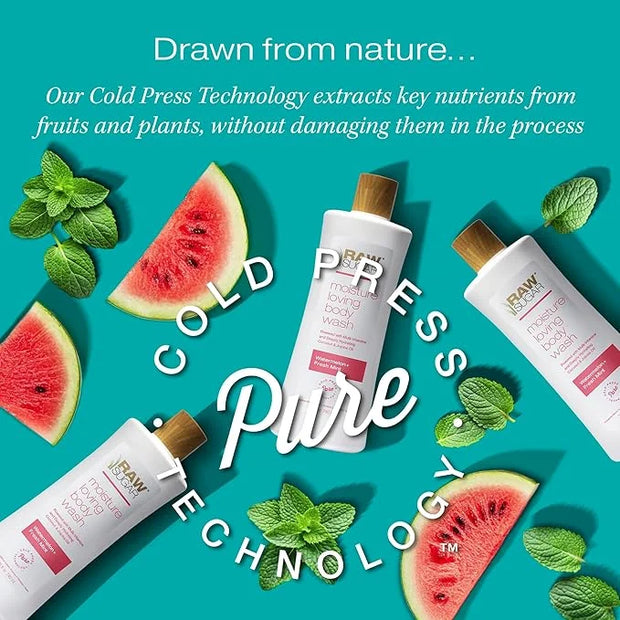 RAW SUGAR Moisture Loving Body Wash - Watermelon + Fresh Mint, Moisturizing & Refreshing Bath & Shower Gel, Sulfate-Free, ...