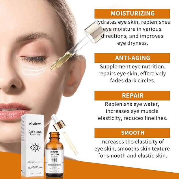 Caffeine Eye Serum with EGCG, 2 PCS 5% Caffeine Solution Reduces Pigmentation and Puffiness, Under Eye Serum for Dark Circ...