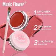 Face Cream Blush, 2-in-1 Lip & Cheek Makeup with Brush, Matte Blush Hydrating Formula, Lightweight, Buildable & Blendable ...