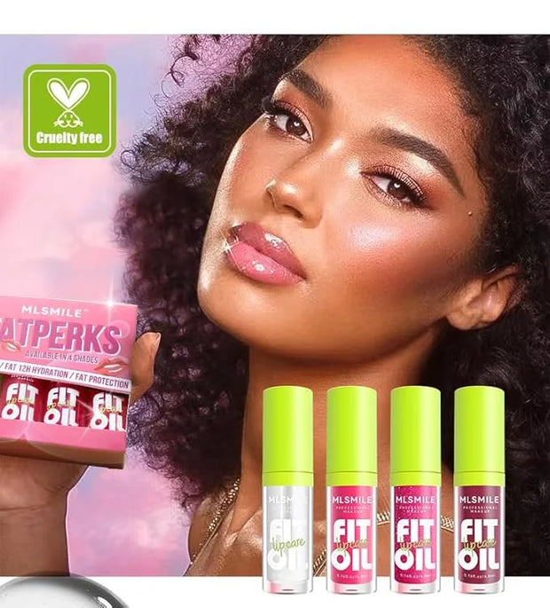 4 Colors Lip Oil Lip Glaze, Hydrating Lip Glow Oil Fit Oil Lip Care, Shiny Transparent Lip Gloss Plumping,Long Lasting Nou...
