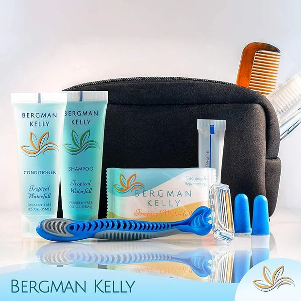 BERGMAN KELLY Rectangular Hotel Soap Bars, Shampoo & Conditioner 3-Pc Set (0.5 oz each, 150 pc, Tropical Waterfall), Delig...