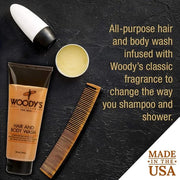 Woody's Hair and Body Wash for Men – 2-in-1 Sulfate-Free Cleanser & Body Wash, Deep Cleansing, Hydrating, Fresh Scent, 10 ...