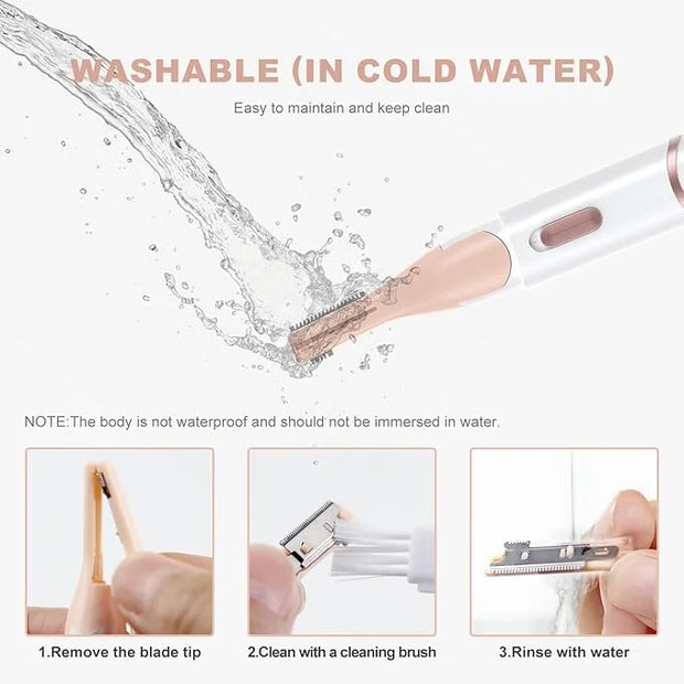 Eyebrow Trimmer, Women's Facial Hair Remover ＆ Eyebrow Trimmer with Pivoting Head - Rechargeable Double-Sided Eyebrow Razo...