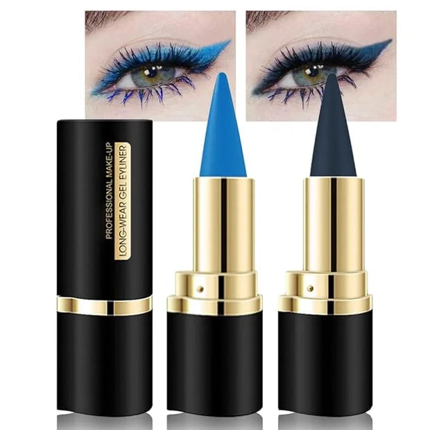 Kaely 2Pcs Light Dark Blue Gel Eyeliner Pencils Set,Waterproof Color Colored Eye Liner Crayon,Cat Eye Stencil Gothic Hallo...