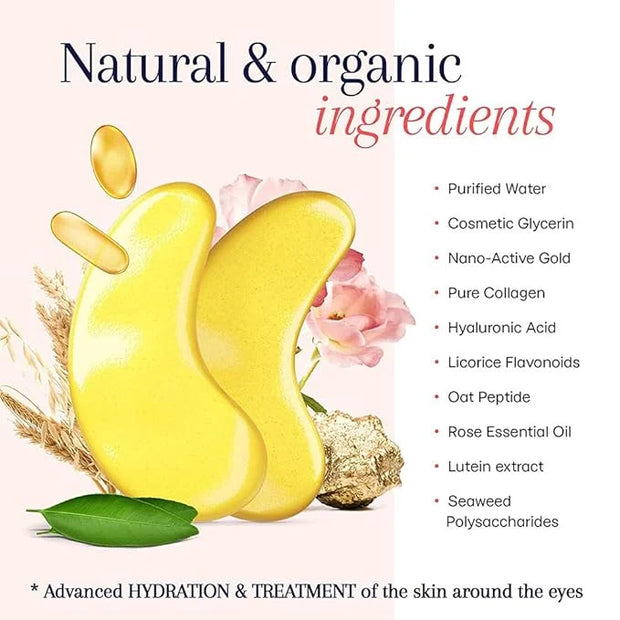 Under Eye Patches, 30 Pairs Gold Eye Mask, Eye Gel Pads With Collagen Treatment for Reducing Dark Circles, Lighten Wrinkle...