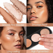FOCALLURE Blush and Highlighter Palette,3 in 1 Makeup Powder Cruelty-Free Matte Blush,Shimmer Illuminator Highlighters for...