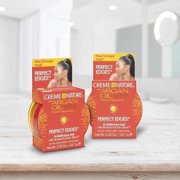 Creme of Nature with Argan Oil From Morocco Perfect Edges Hair Gel, 24 Hour Hold with Moisture and Exotic Shine, Black, 2....