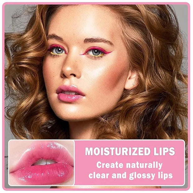 Plumping Lip Oil Lip Glow Oil Lip Gloss Oil Lip Stain Long Lasting Hydrating Non-sticky Big Brush Head Glitter Shine Clear...