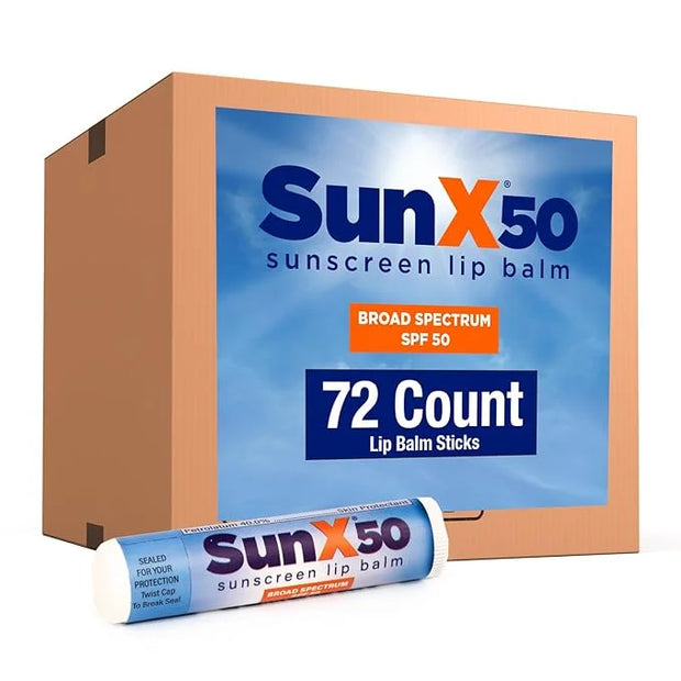 CoreTex Sun X 50 Lip Balm SPF 50 (Bulk Pack of 72) - Lip Sunscreen SPF 50 Water Resistant Up To 80 Minutes and Free Parabe...