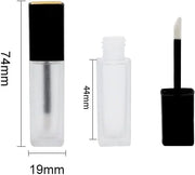 3 Pcs 5ml Frosted Glass Lip Gloss Tubes Refillable Square Lip Glaze Containers with Wands and Stoppers Mini Lip Balm Bottl...