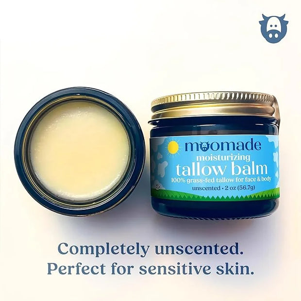 Organic Beef Tallow Balm with Rosehip Oil | Unscented 2 oz – Hand Made in USA 100% Grass-Fed Beef Tallow Moisturizer for F...