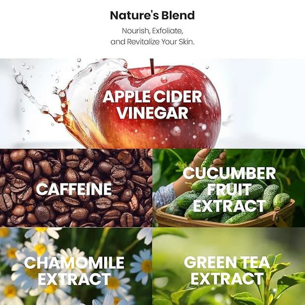 Apple Cider Vinegar Eye Cream with Vitamin B3, Caffeine, Cucumber Extract to Reduce Puffiness, Eye Bags and Dark Circles, ...