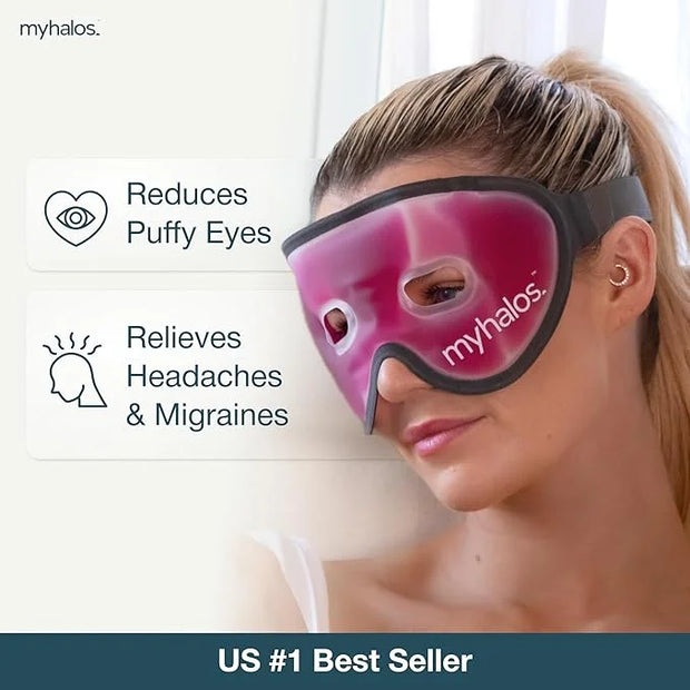 HM Cooling Eye Mask - Reusable Gel Cold Pack Soothes Puffy Eyes, Dark Circles & Hangovers - Relieve Headaches & Sinus Pain...