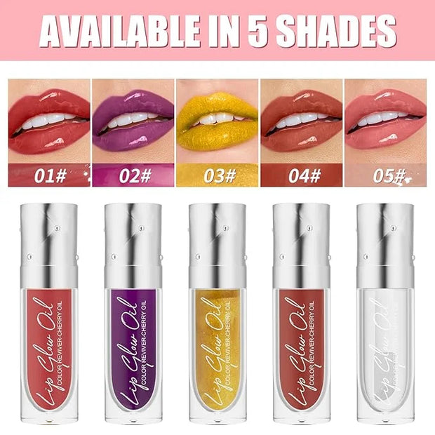 Hydrating Lip Glow Oil Long-Lasting Nourishing Lip Gloss Moisturizing Non-Sticky Plumping Lip Stain Tinted Cherry Oil Lip ...