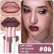 3-in-1Pink Nude Matte Lip Stain Kit | Waterproof Lip Liner + Hydrating Matte Lip Gloss + Nourishing Lip Oil | Long Lasting...