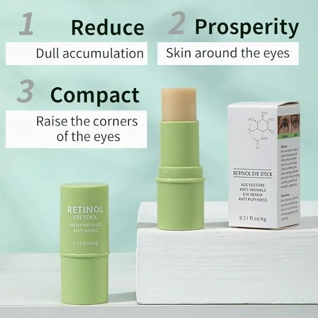 2 Pcs Retinol Eye Cream Stick，Moisturizing Eye Cream Stick for Fine Lines, Wrinkles, Dark Circles and Puffy Eyes，Eye Treat...