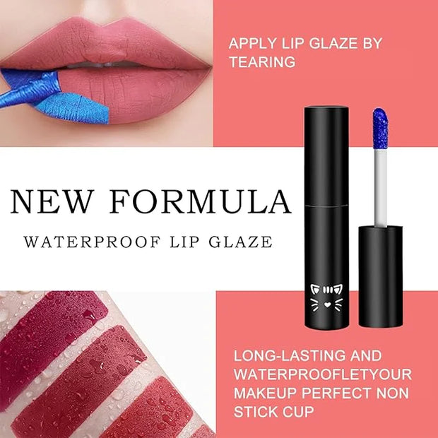 2PCS Peel Off Lip Stain Lip Tint Matte Liquid Lipstick Nude Lip Gloss Long Lasting Waterproof Lip Tint Stain Non-stick Cup...