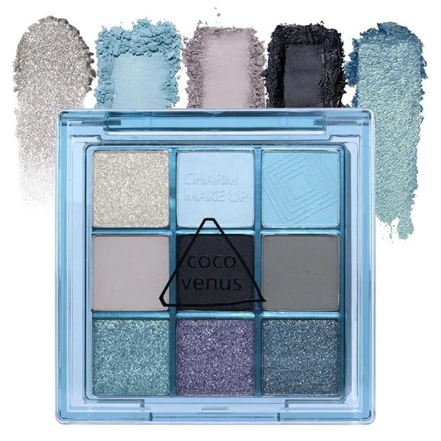 Eyeshadow Palette Makeup- 9 Colors Navy Blue Colorful Eyeshadow Palette Matte Shimmer Natural Eye Shadow palettes Highly P...