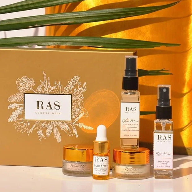 Quick Glow Kit, Hydrating Essence Toner, Exfoliating Face Cleanser, 24K Gold Face Elixir, Face Gel Serum, Face & Body Tone...
