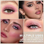 6-in-1 Cream & Powder Makeup Palette – Blush Highlighter & Eyeshadow, Matte & Shimmer Rose Nude Tones, Travel-Friendly Com...