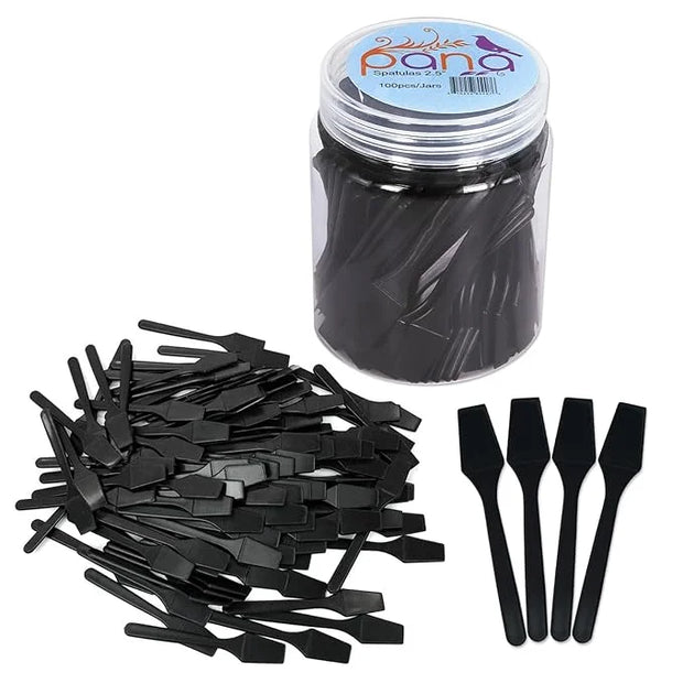 100 Pieces Cosmetic MakeUp Disposable Plastic 2.5" Spatulas For Skin Care Facial Cream Mask Spatula (BLACK) - Product Image