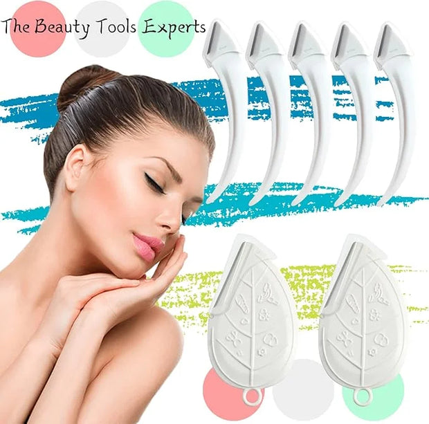 ONEUPIN 12PCS Eyebrow Trimmer Set Stainless Steel Leaves Curved Eyebrow Razor Trimmer Facial Shaver Razor Brow Shaper Suit...