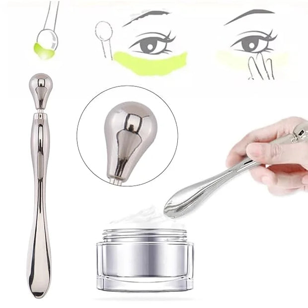 BetterJonny 3Pcs Metal Eye Cream Applicator Roller Wand Stick, Cosmetics Spoon Eye Cream Massager Wand Girls Women Facial ...