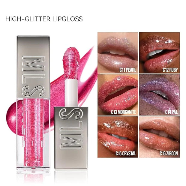 Mirror Glitter Lipstick, Sparkling Shimmer High Pigment Waterproof Long Lasting Lip Gloss, Shimmer Moisturizer Lip Gloss, ...