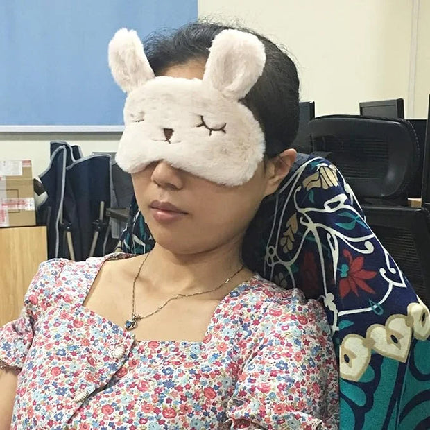Honbay Plush Rabbit Sleeping Eye Mask Cute Cartoon Animal Eye Mask for Children (Beige) - Product Image