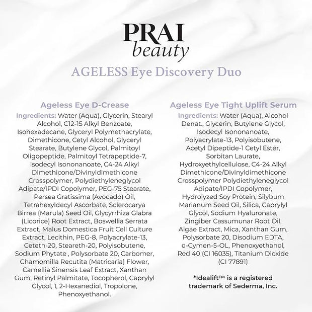 PRAI Beauty Ageless Hydrating amd Amti-Aging | Ageless Eye D-Crease and Ageless Eye Tight Uplift Serum - Product Image