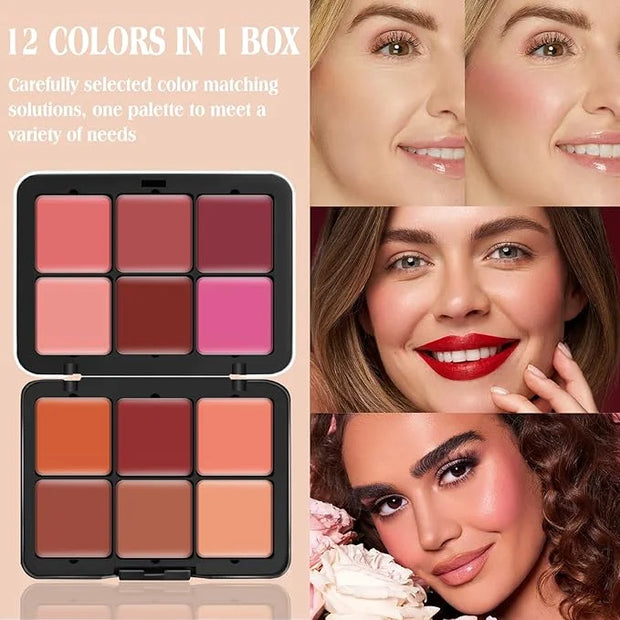 12 Colors Cream [Blush] Makeup Palette for Cheeks