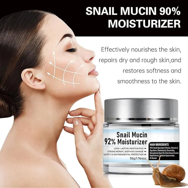 Snail Mucin 92% Moisturizer Daily Face Gel Cream, Hydrating Repair Face Gel Cream, Advanced Snail 92 All In One Cream for ...