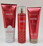 Bath & Body Works - Strawberry Pound Cake - Bundle -3 items - Moisturizing Body Wash, Ultimate Hydration Body Cream and Fi...