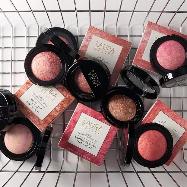 LAURA GELLER NEW YORK Baked Blush-n-Brighten Marbleized Blush - Apricot Berry - Creamy Lightweight - Satin Finish - Produc...