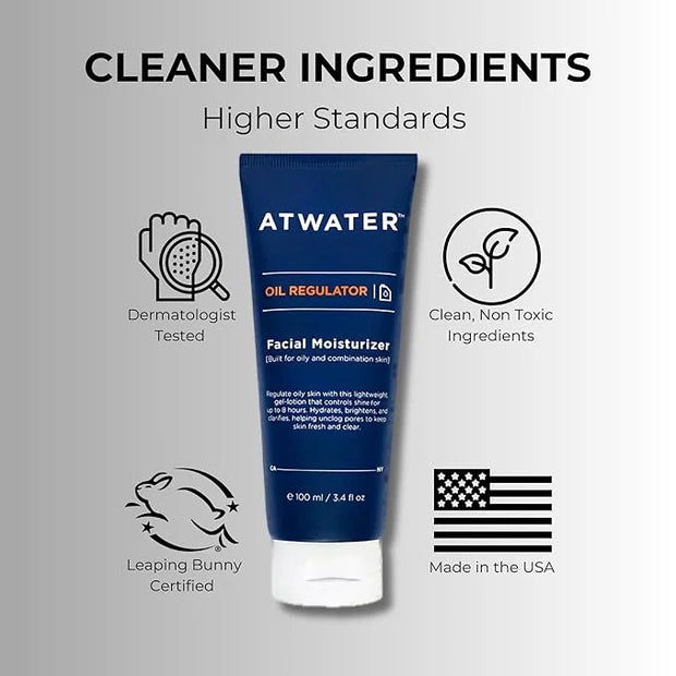 ATWATER Mens Face Moisturizer with Oil Control Complex, Unscented Lightweight Formula - Mens Face Lotion for Oily Skin tha...