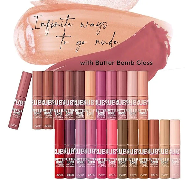Ruby Kisses Lip Gloss Butter Bomb Gloss Non-Sticky Lip Gloss Vitamin E Natural Nude Lip Makeup - 7.8mL (0.26 US fl.oz) (Fl...