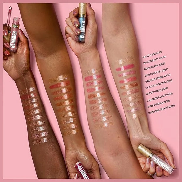REVLON Super Lustrous Glimmer Gloss, Non-Sticky Lip Gloss, High-Shine Finish, Plant-Based Glitter, 007 Haute Honey, 0.13 f...