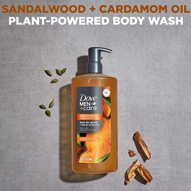 DOVE MEN + CARE Body Wash Sandalwood + Cardamom Oil to Rebuild Skin in the Shower with Plant-Based Cleansers and Moisturiz...