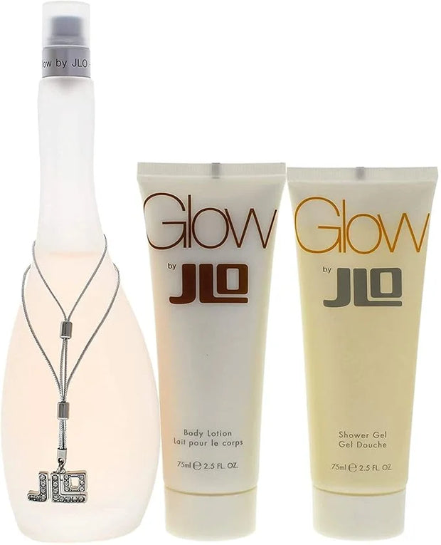 Jennifer Lopez Glow 3 Pc. Gift Set (Eau De Toilette Spray 3.4 Oz + Body Lotion 2.5 Oz + Shower Gel 2.5 Oz) for Women By Je...