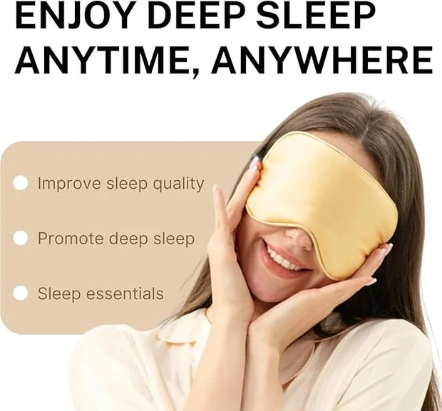 Silk Satin Sleeping Eye Mask, Gold Sleep Eye Mask Night Blindfold for Women and Men, Soft Breathable Blackout Eyeshade Eye...