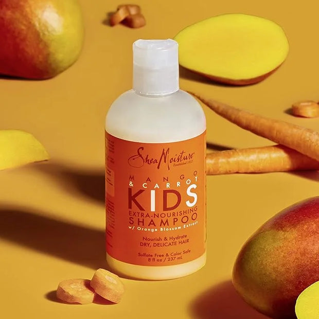 SheaMoisture Extra-Nourishing Shampoo hair care for Kids Mango Carrot with Shea Butter 8 oz - Product Image