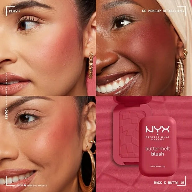 NYX PROFESSIONAL MAKEUP Buttermelt Powder Blush, Fade and Transfer-Resistant Blush, Up to 12HR Make Up Wear, Vegan Formula...
