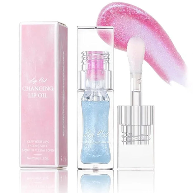 Magic Color Changing Lip Oil Ph, Glitter Lip Gloss, Upgraded Big Brush Head Moisturizing Lip Oil Long Lasting Nourishing L...