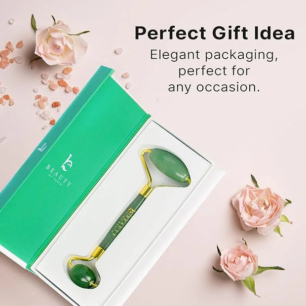 Beauty by Earth Jade Roller for Face - Smoothes Fine Lines & Wrinkles, Face Massager Skin Care Tools with Small Eye Roller...